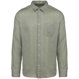 Spasso Mens Linen Long-Sleeved Shirt / Almond Green